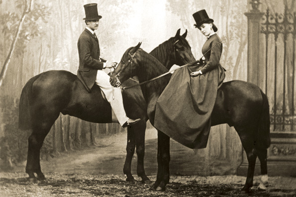 J. Delton, Le prince Achille Murat et Cora Pearl (1865) Tirage moderne d’après plaque de verre. Archives Hermès.